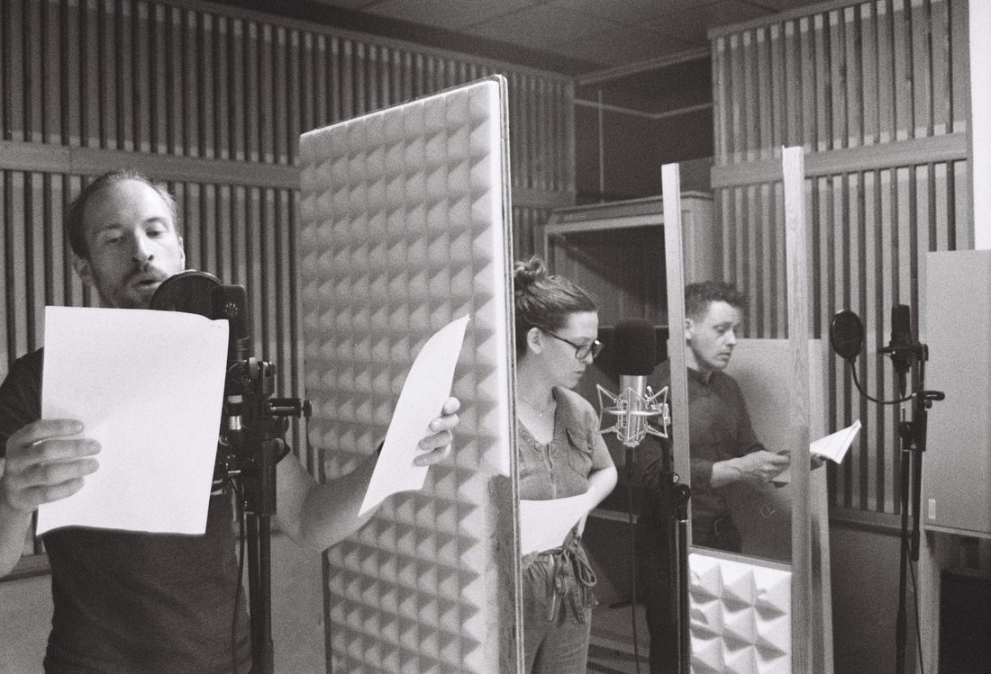 Sarah McInerney recording vocals at Funkhaus